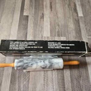 Vintage Hudson's Bay Co  Marble Rolling Pin with Marble Stand Gray White Quality